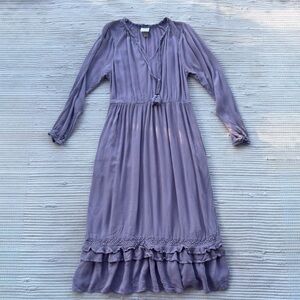 Knox Rose Lavender Boho Midi Dress Tiered Ruffle Peasant Romantic M